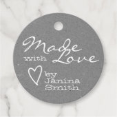 Rustic Made with Love Heart Symbol Silver Grey Bedankjes Labels (Voorkant)