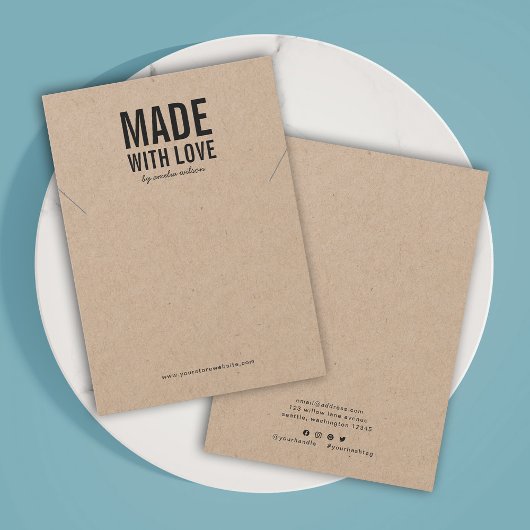 Rustic Made with Love Kraft Ketting Display Kaart