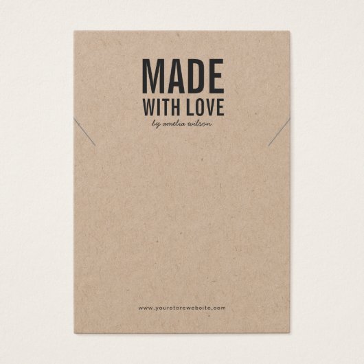 Rustic Made with Love Kraft Ketting Display Kaart (Voorkant)