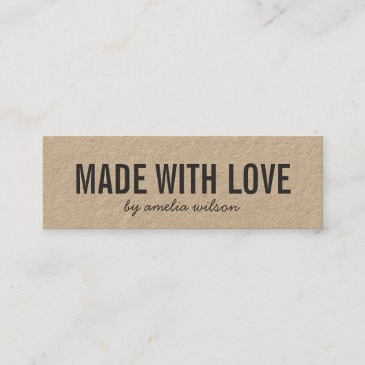 Rustic Made with Love Kraft Social Media Mini Visitekaartje (Voorkant)