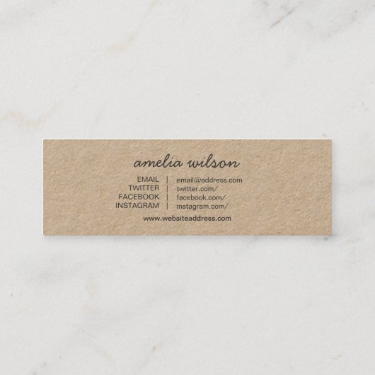 Rustic Made with Love Kraft Social Media Mini Visitekaartje (Achterkant)