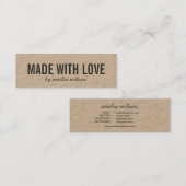 Rustic Made with Love Kraft Social Media Mini Visitekaartje (Voorkant / Achterkant)