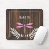 Rustic Magenta Dragonfly Aangepaste Muismat (Met muis)