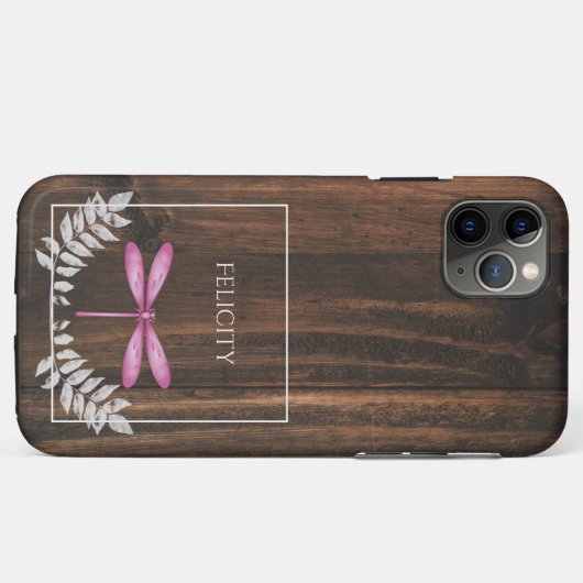 Rustic Magenta Dragonfly Hoesje-Mate iPhone Case (Achterkant (horizontaal))