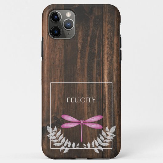 Rustic Magenta Dragonfly Hoesje-Mate iPhone Case (Achterkant)