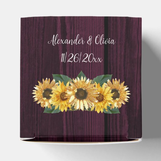 Rustic Magenta Sunflower Wedding Favor Box Bedankdoosjes (Bovenkant)