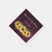 Rustic Magenta Sunflower Wedding Napkins Servet (Hoek)