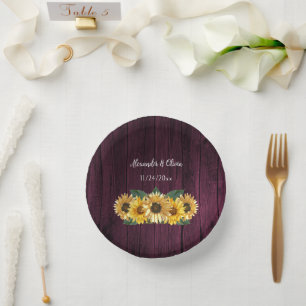Rustic Magenta Sunflower Wedding Paper Bowls Papieren Kommen