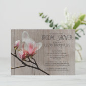 Rustic Magnolia Branch Bridal Shower Invitations Kaart (Staand voorkant)