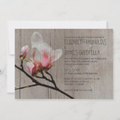 Rustic Magnolia Branch Wedding Invitations Kaart (Voorkant)