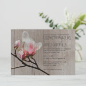 Rustic Magnolia Branch Wedding Invitations Kaart (Staand voorkant)