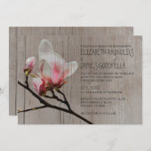Rustic Magnolia Branch Wedding Invitations Kaart (Voorkant / Achterkant)