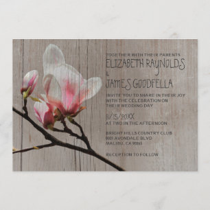 Rustic Magnolia Branch Wedding Invitations Kaart