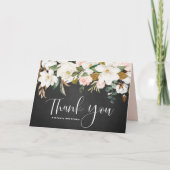 Rustic Magnolia Cotton Garland Chalkboard Wedding Bedankkaart (Voorkant)