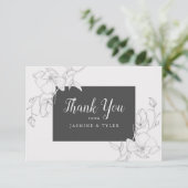 Rustic Magnolia Flowers Wedding Bedankkaart (Staand voorkant)