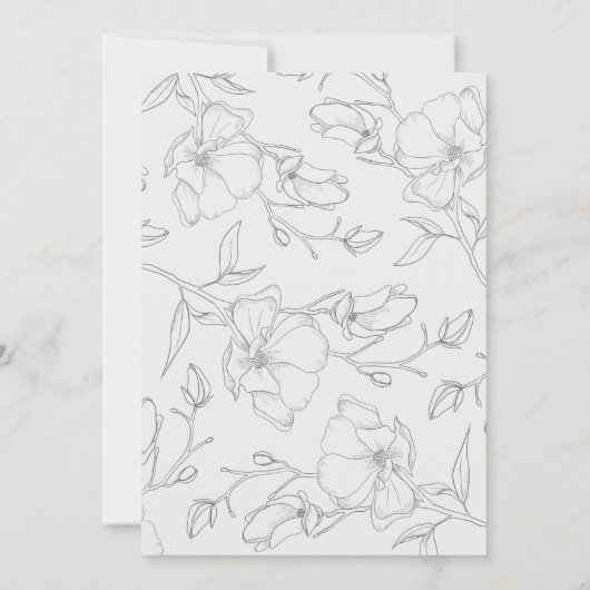 Rustic Magnolia Flowers Wedding Uitstel Aankondiging (Achterkant)