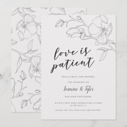 Rustic Magnolia Flowers Wedding Uitstel Aankondiging (Voorkant / Achterkant)