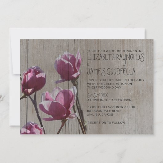 Rustic Magnolia Wedding Invitations Kaart (Voorkant)