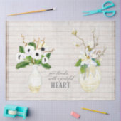 Rustic Magnolia White Floral Farmhouse Leaf Wood Tissuepapier (Craft)