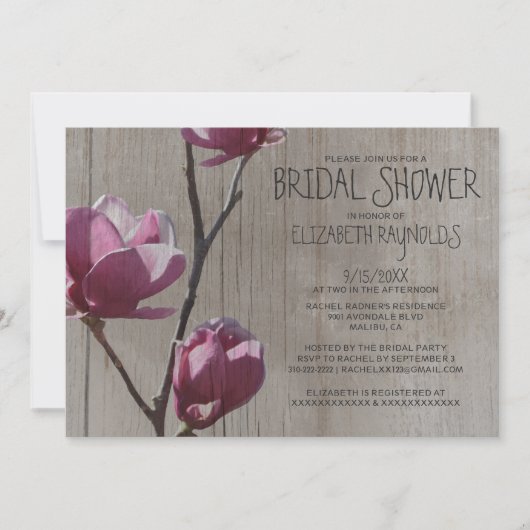 Rustic Magnolias Bridal Shower Invitations Kaart (Voorkant)
