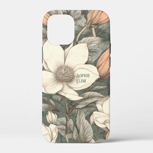 Rustic Magnolias Painted Name Floral Botanical Case-Mate iPhone Case (Achterkant)