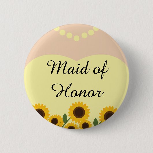 Rustic Maid of Honor Sunflower Wedding Pin Ronde Button 5,7 Cm (Voorkant)
