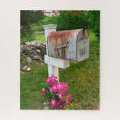 Rustic Mail Box Vermont.Kerstgroet Legpuzzel (Verticaal)