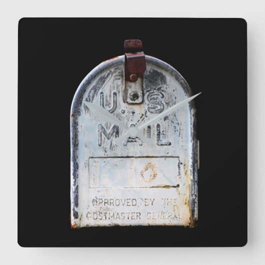 Rustic Mailbox Portret Vierkante Klok (Voorkant)