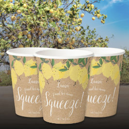 Rustic Main Squeeze Citroenen Bruidsdouche Papieren Bekers