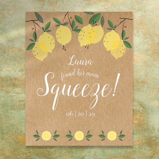 Rustic Main Squeeze Citroenen Bruiloftsborrel Poster