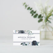 Rustic Makeup Artist Hair Stylist Blue Floral Visitekaartje (Staand voorkant)