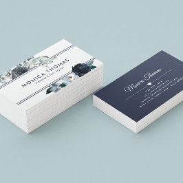 Rustic Makeup Artist Hair Stylist Blue Floral Visitekaartje