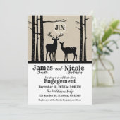 Rustic Male Vrouw Doe Deer Black Birch Verloving Kaart (Staand voorkant)