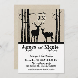 Rustic Male & Vrouw Doe Deer Black Birch Wedding Kaart