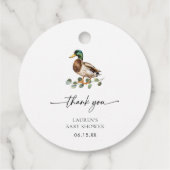 Rustic Mallard Duck Dank u Baby shower Bedankjes Labels (Achterkant)