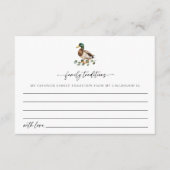 Rustic Mallard Duck Family Traditions Baby shower Informatiekaartje (Voorkant)