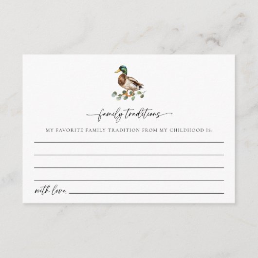 Rustic Mallard Duck Family Traditions Baby shower Informatiekaartje (Voorkant)