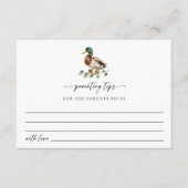 Rustic Mallard Duck Ouderschap Tips Informatiekaartje (Voorkant)