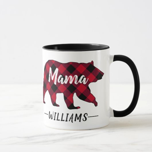 Rustic Mama Beer Red Buffalo Pset Monogram Naam Mok (Rechts)