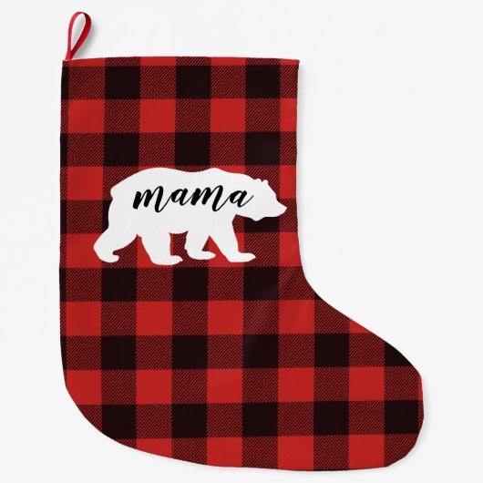 Rustic Mama Beer Red en Black Buffalo Pset Grote Kerstsok (Voorkant)