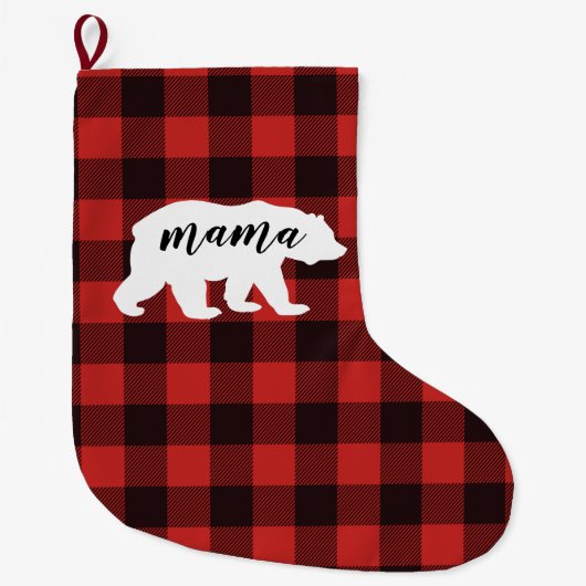 Rustic Mama Beer Red en Black Buffalo Pset Grote Kerstsok (Voorkant)