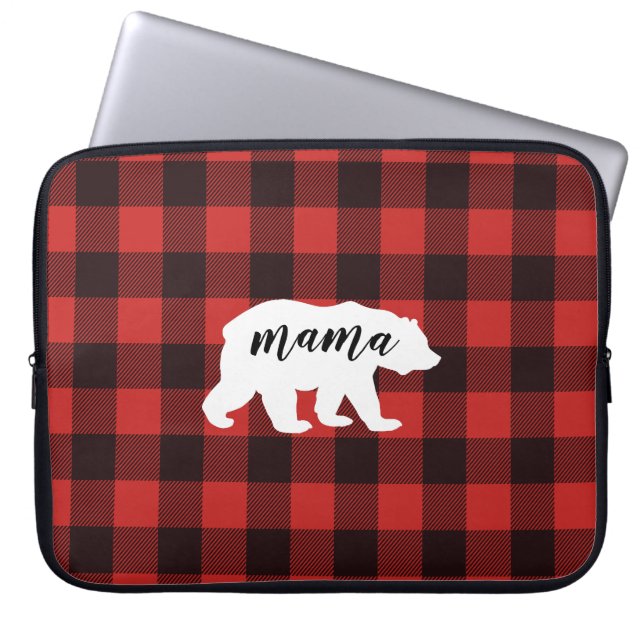 Rustic Mama Beer Red en Black Buffalo Pset Laptop Sleeve (Voorkant)