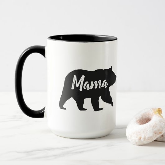 Rustic Mama Beer Simple Black en White Coffee Mok (Met donut)