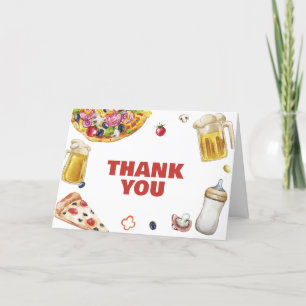 Rustic Mama Mia Pizza Beer Pacifier Baby shower Bedankkaart