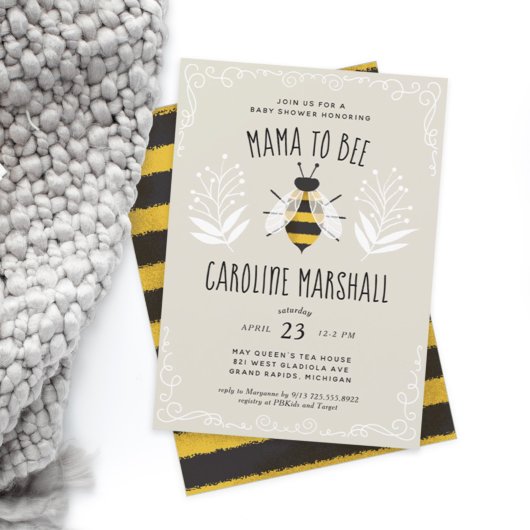 Rustic Mama to Bee Baby shower Invitation Kaart