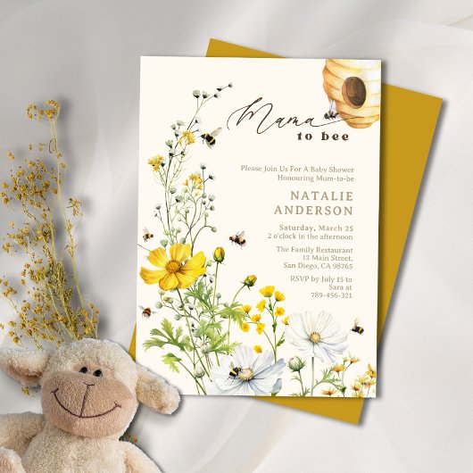 Rustic Mama to Bee Garden Wildflowers Baby shower Kaart