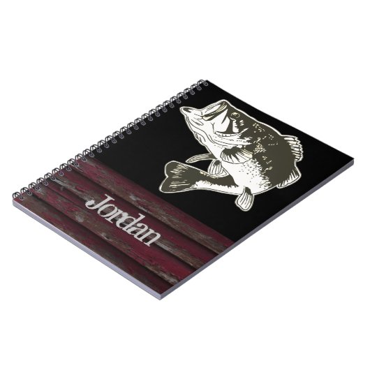 Rustic Mannen Bass Vist Cool Name Notitieboek (Linkerzijde)