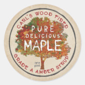 RUSTIC MAPLE herfstkleuren ahornsiroop kraftlabel Ronde Sticker (Voorkant)
