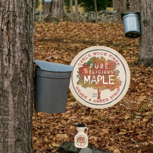 RUSTIC MAPLE herfstkleuren ahornsiroop kraftlabel Ronde Sticker