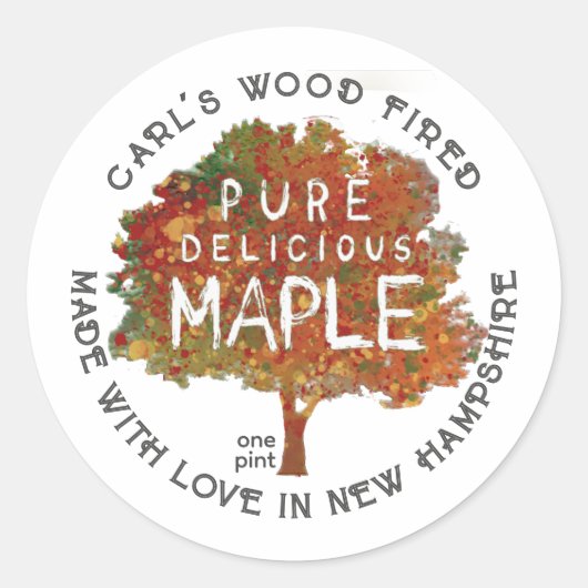 RUSTIC MAPLE herfstkleuren pure ahornsiroop Ronde Sticker (Voorkant)